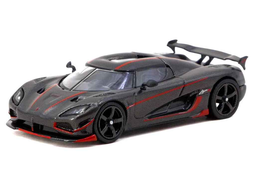 Koenigsegg Agera RS Black Carbon with Red Accents 'Global64' Series 1/64 Diecast Model Car by Tarmac Works