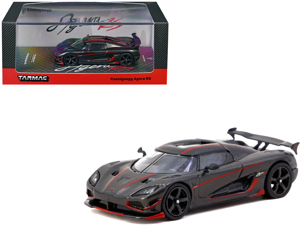 Koenigsegg Agera RS Black Carbon with Red Accents 'Global64' Series 1/64 Diecast Model Car by Tarmac Works