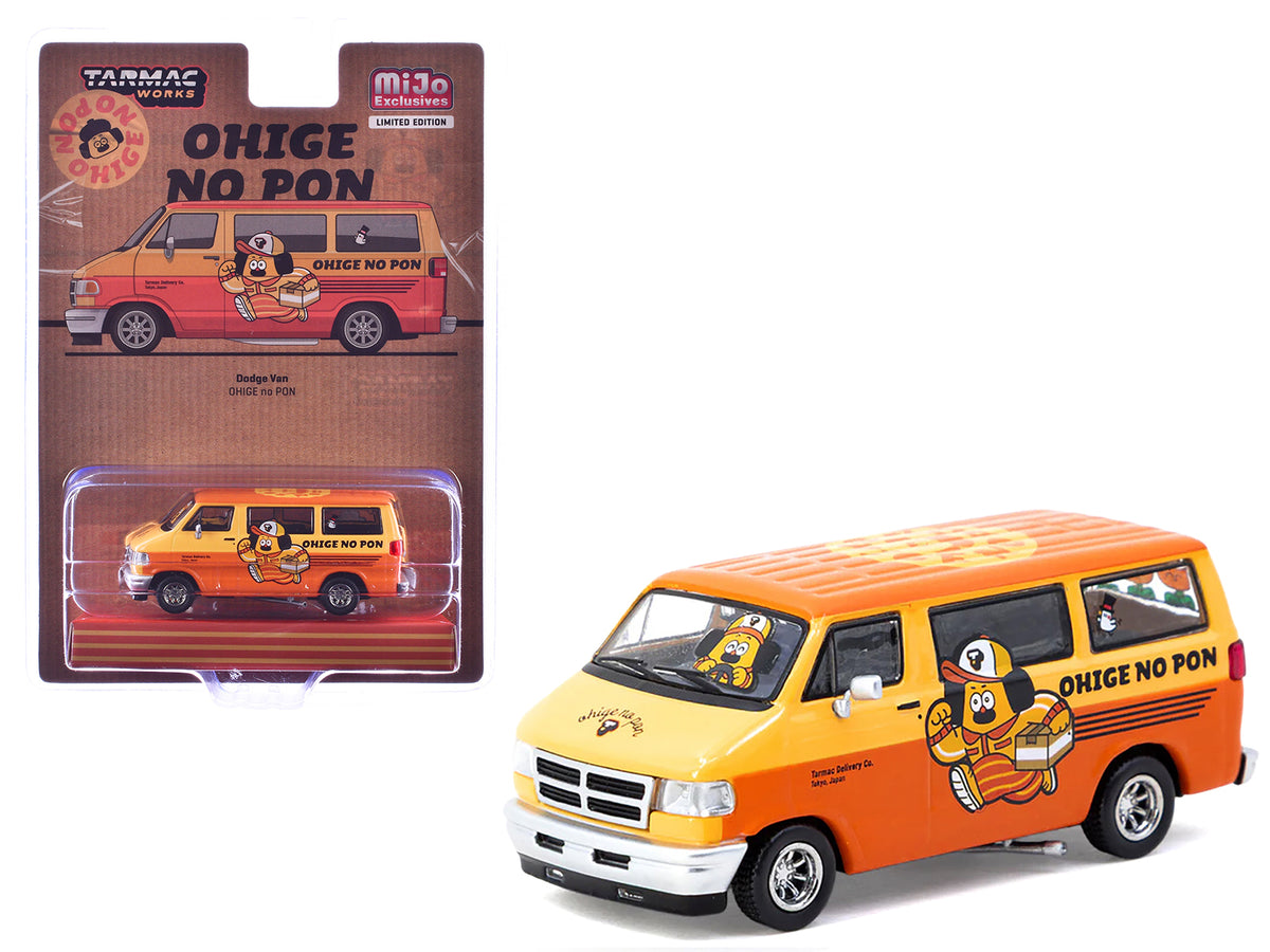 Dodge Van 'Ohige no Pon' Orange Two-Tone 'Global64' Series 1/64 Diecast Model by Tarmac Works