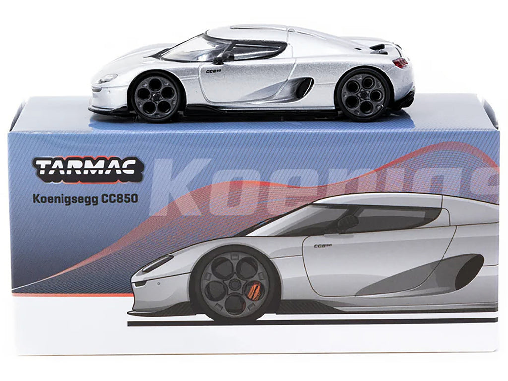 Koenigsegg CC850 Silver Metallic 'Global64' Series 1/64 Diecast Model by Tarmac Works