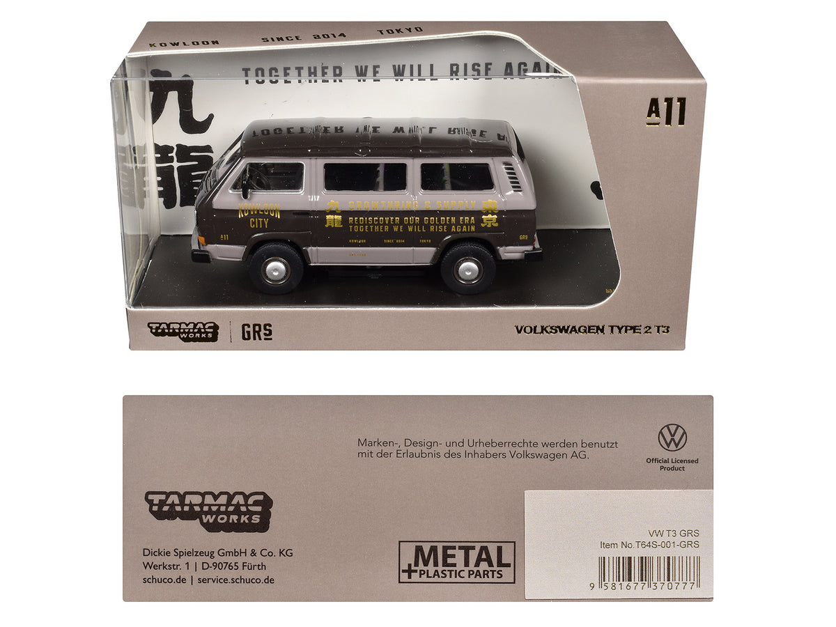 Volkswagen Type 2 T3 GRS Van 'Kowloon City - Growthring and Supply' Brown Two-Tone 'Collab64' Series 1/64 Diecast Model Car by Schuco & Tarmac Works