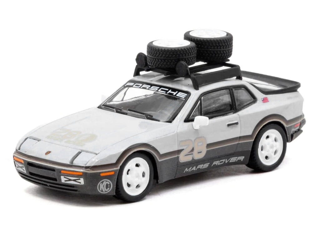 Porsche 'GRAMS28 Mars Rover' 944 #28 Gray and Brown with Roof Rack 'Collab64' Series 1/64 Diecast Model Car by Schuco & Tarmac Works
