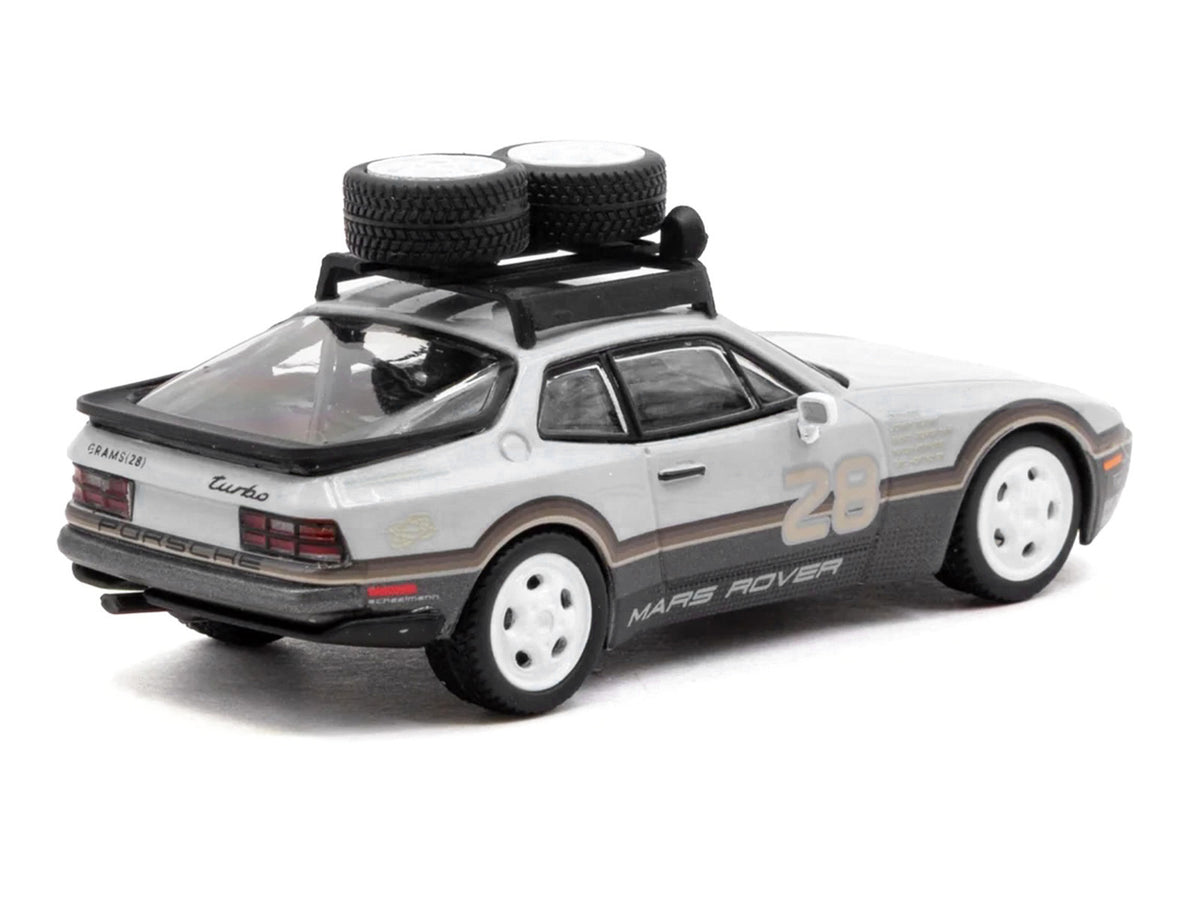 Porsche 'GRAMS28 Mars Rover' 944 #28 Gray and Brown with Roof Rack 'Collab64' Series 1/64 Diecast Model Car by Schuco & Tarmac Works