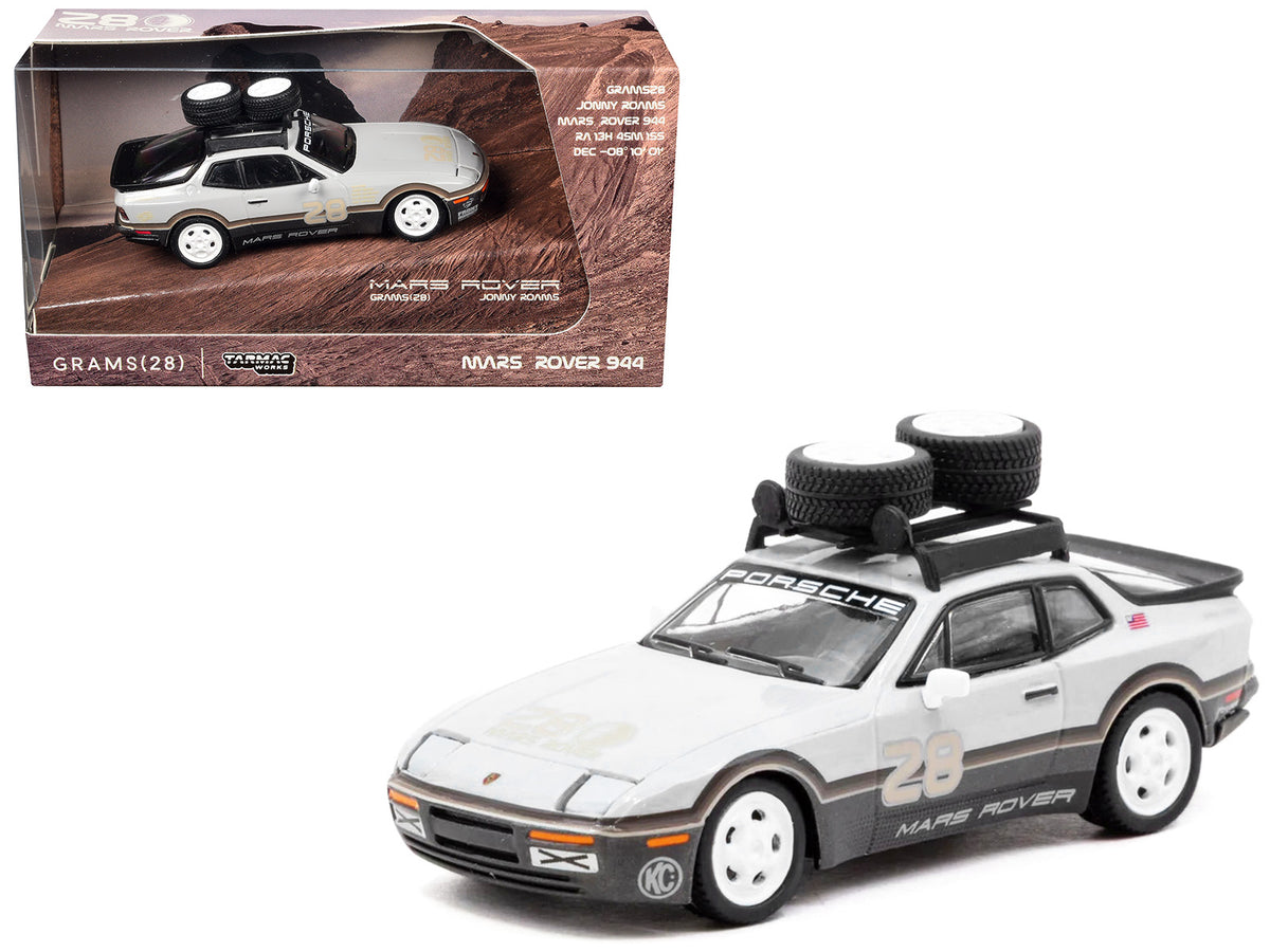 Porsche 'GRAMS28 Mars Rover' 944 #28 Gray and Brown with Roof Rack 'Collab64' Series 1/64 Diecast Model Car by Schuco & Tarmac Works