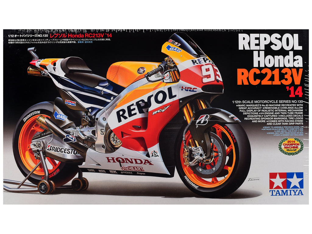 Model Kit Honda RC213V Motorcycle #93 Marc Marquez 'Repsol Honda' Winner 'Moto GP Championship' (2014) 1/12 Scale Model by Tamiya