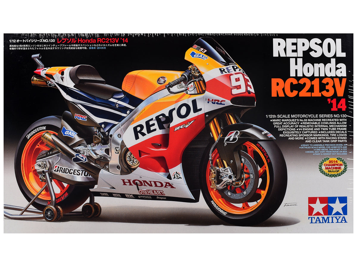 Model Kit Honda RC213V Motorcycle #93 Marc Marquez 'Repsol Honda' Winner 'Moto GP Championship' (2014) 1/12 Scale Model by Tamiya
