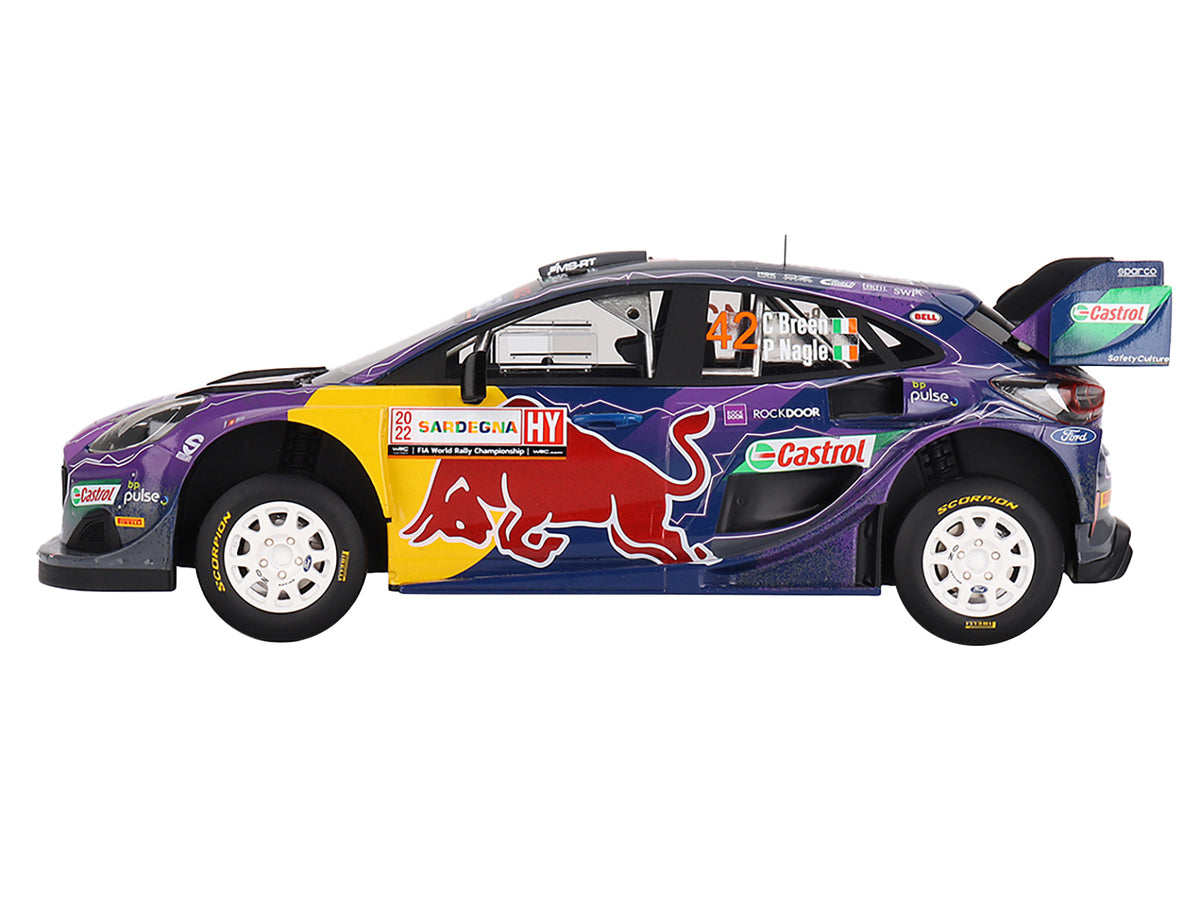 Ford Puma Rally1 #42 Craig Breen - Paul Nagle 'M-Sport Ford WRT' 2nd Place 'Rally Italia Sardegna' (2022) 1/18 Model Car by Top Speed