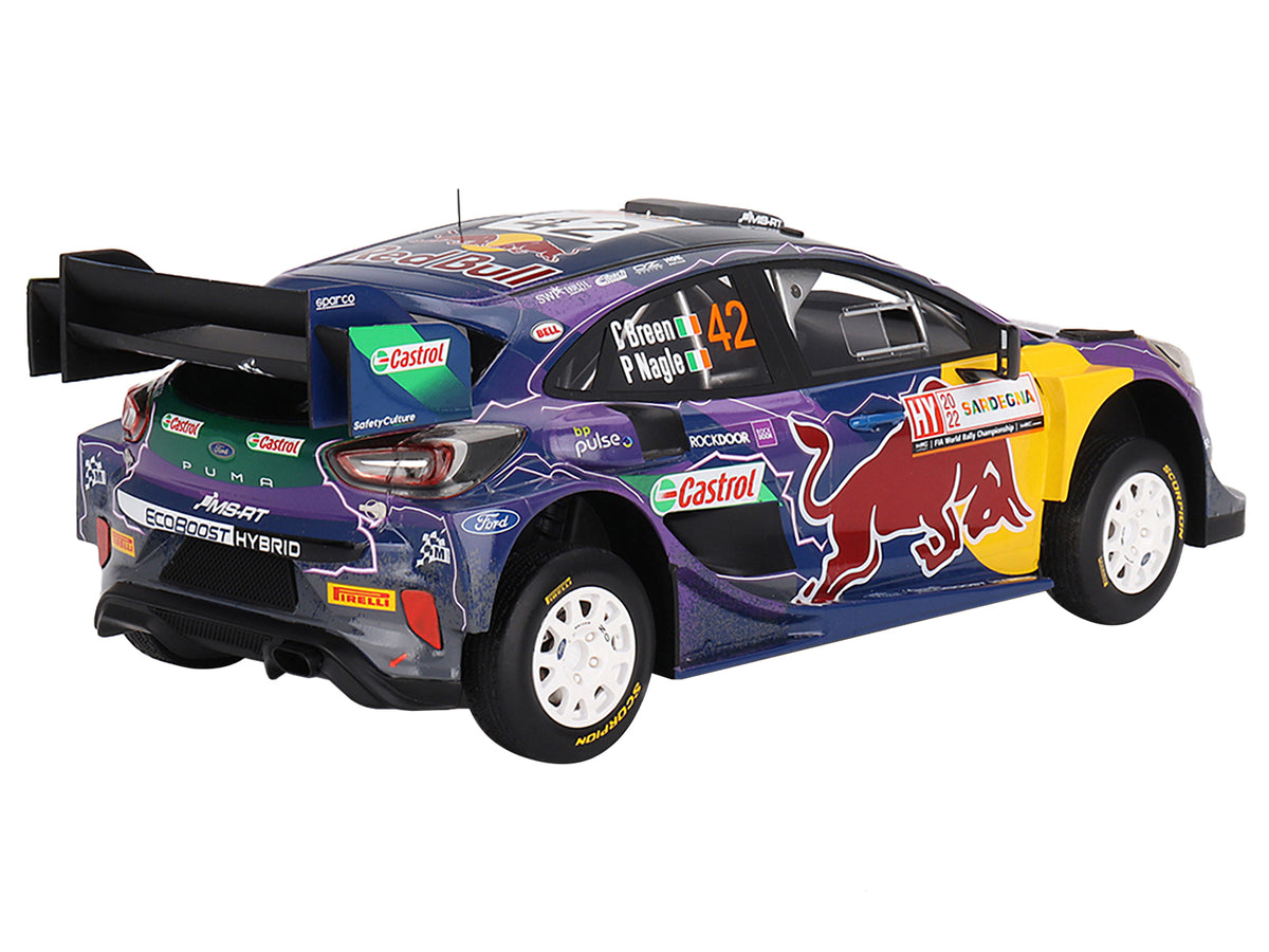 Ford Puma Rally1 #42 Craig Breen - Paul Nagle 'M-Sport Ford WRT' 2nd Place 'Rally Italia Sardegna' (2022) 1/18 Model Car by Top Speed
