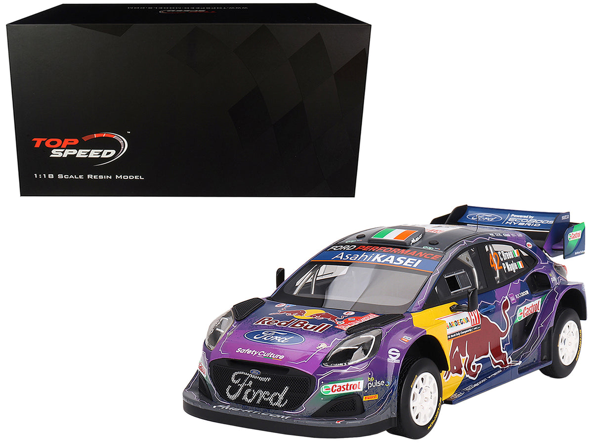 Ford Puma Rally1 #42 Craig Breen - Paul Nagle 'M-Sport Ford WRT' 2nd Place 'Rally Italia Sardegna' (2022) 1/18 Model Car by Top Speed