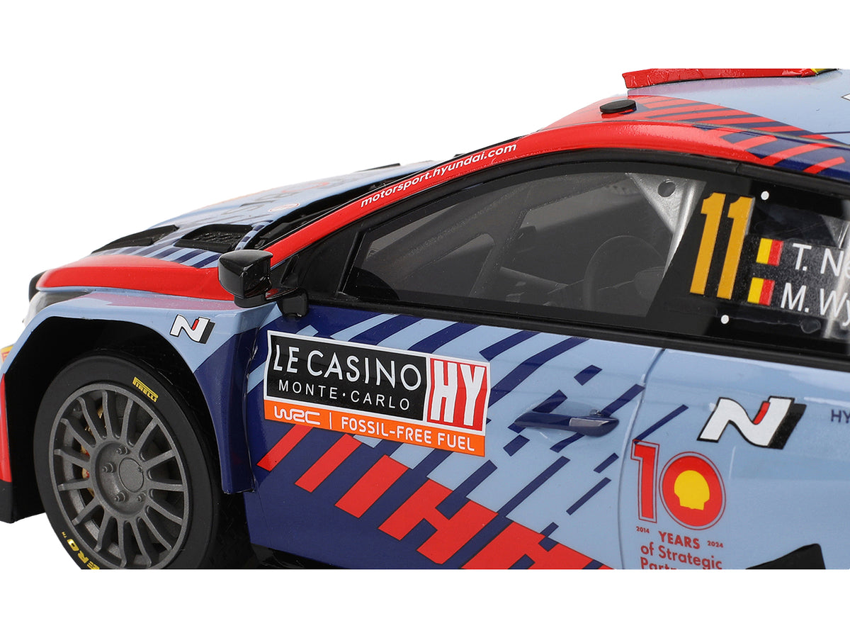 Hyundai i20 N Rally1 Hybrid #11 Thierry Neuville - Martijn Wydaeghe 'Hyundai Shell Mobis WRT'  Winner WRC 'Monte Carlo Rally' (2024) 1/18 Model Car by Top Speed