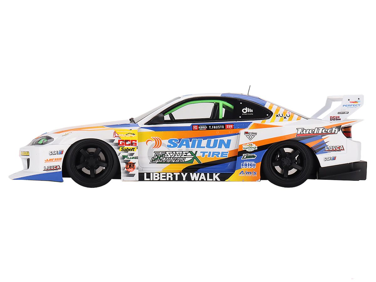 Nissan LB-Super Silhouette S15 SILVIA #555 Yukio Fausto 'Formula Drift Japan' (2023) 1/18 Model Car by Top Speed