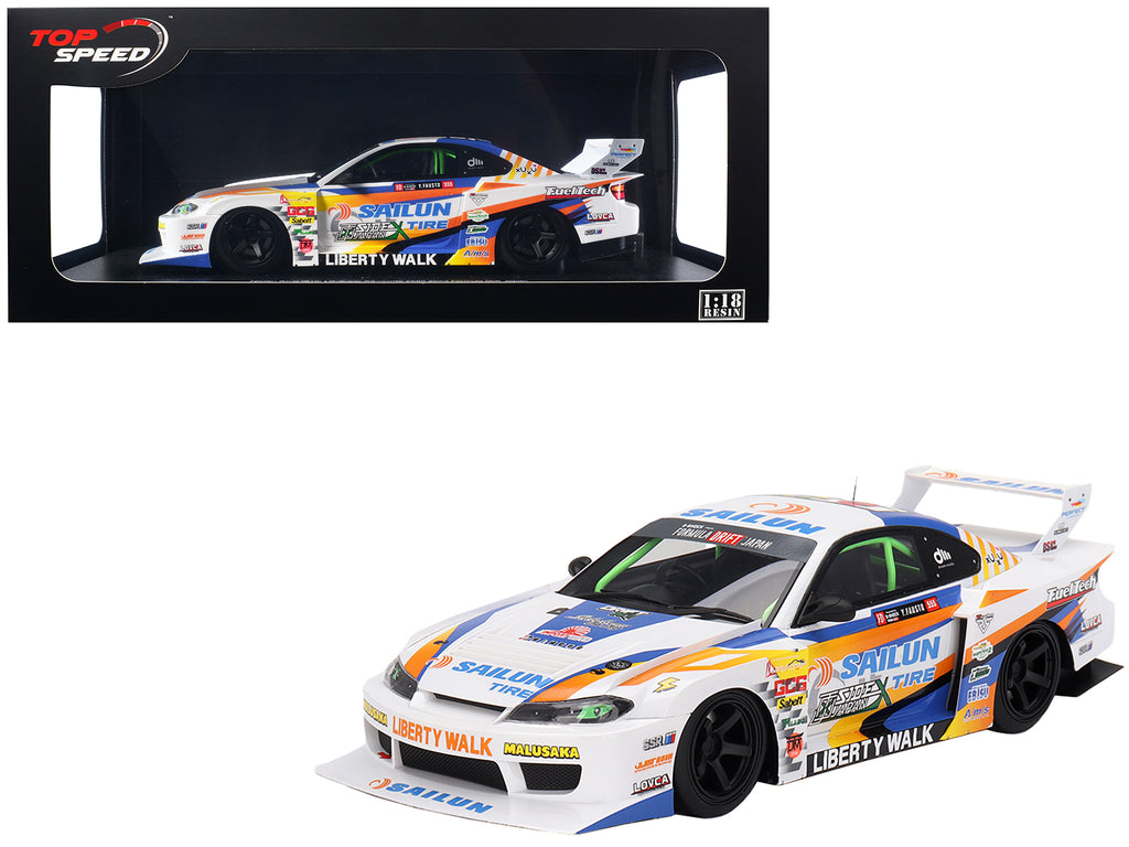 Nissan LB-Super Silhouette S15 SILVIA #555 Yukio Fausto 'Formula Drift Japan' (2023) 1/18 Model Car by Top Speed