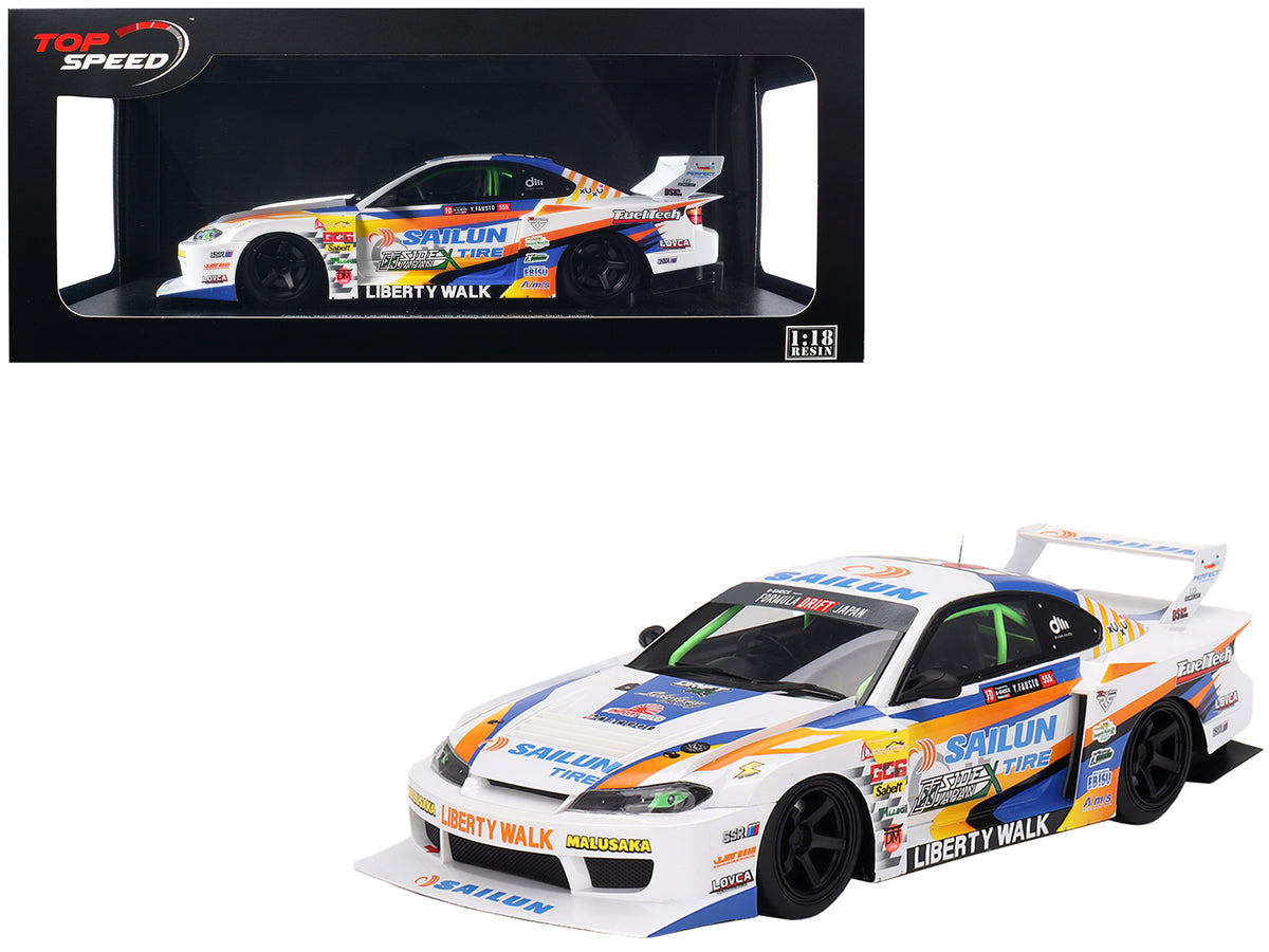 Nissan LB-Super Silhouette S15 SILVIA #555 Yukio Fausto 'Formula Drift Japan' (2023) 1/18 Model Car by Top Speed