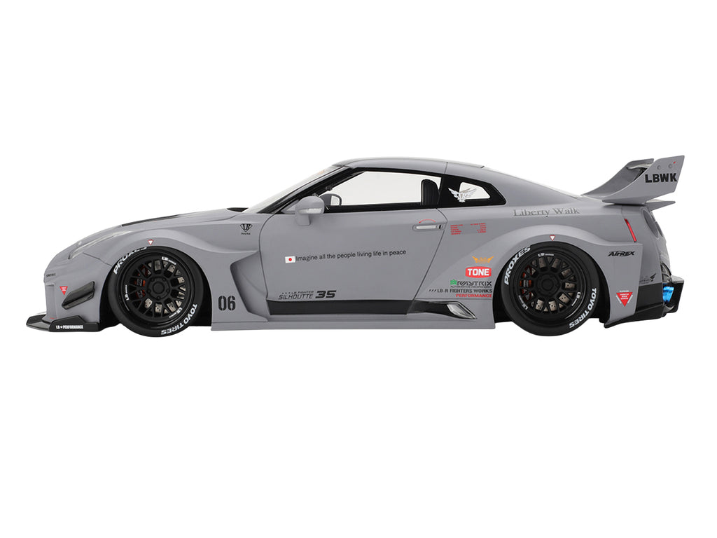 Nissan LB-Silhouette WORKS GT 35GT-RR Ver.1 RHD (Right Hand Drive) Matt Gray with Black Top 1/18 Model Car by Top Speed