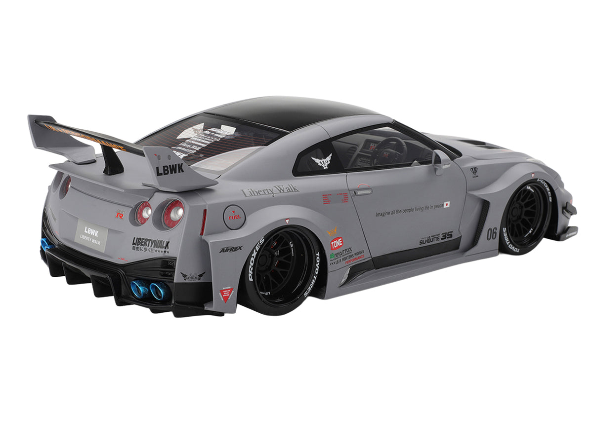 Nissan LB-Silhouette WORKS GT 35GT-RR Ver.1 RHD (Right Hand Drive) Matt Gray with Black Top 1/18 Model Car by Top Speed