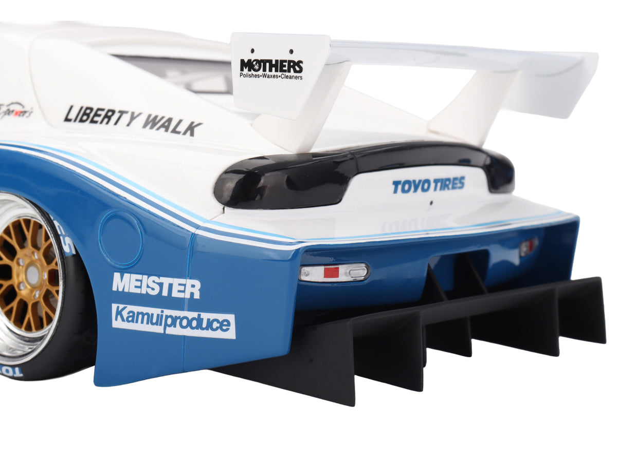 Mazda RX-7 LB-Super Silhouette RHD (Right Hand Drive) #1 Jeremy Barnes - Pete Halsmer 'IMSA' White and Blue 1/18 Model Car by Top Speed