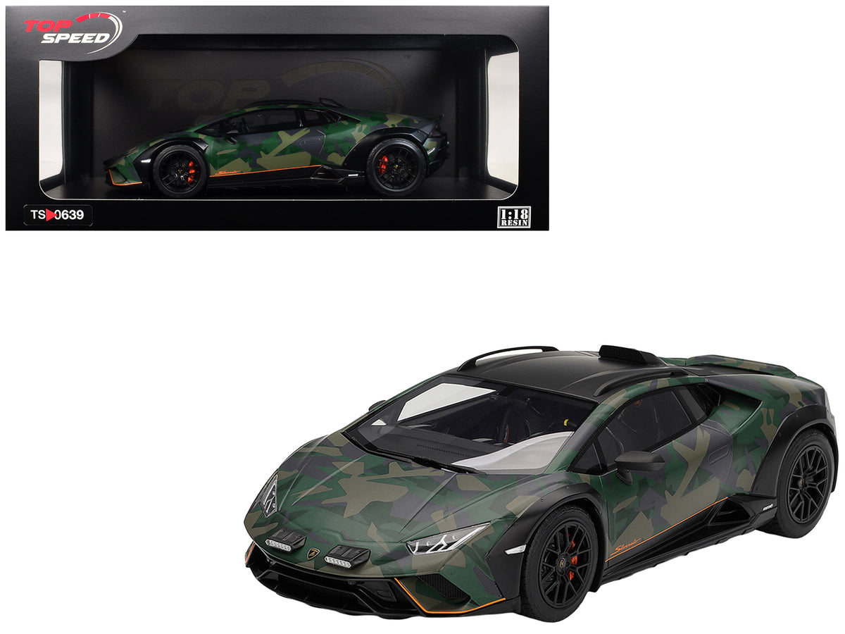Lamborghini Huracan Sterrato All-Terrain 'BOSCO' Green Camouflage 1/18 Model Car by Top Speed