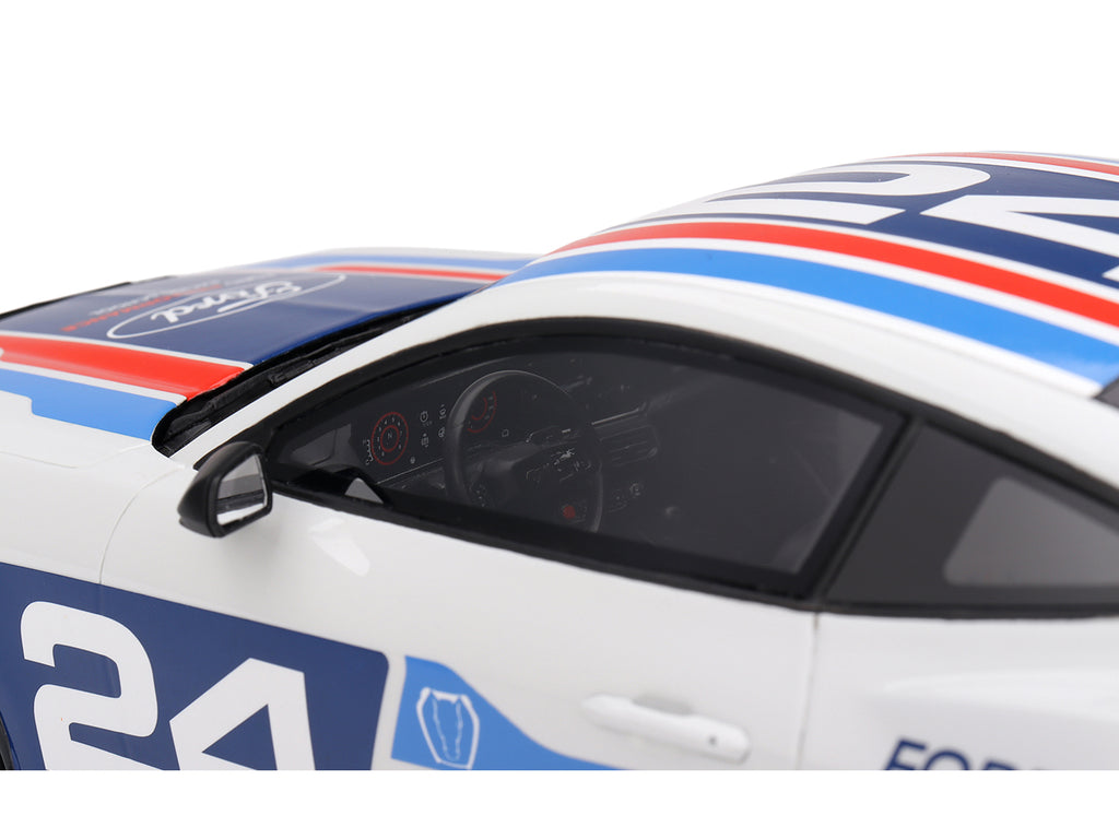 Ford Mustang Dark Horse #24 'Ford Performance Racing School' White with Graphics 1/18 Model Car by Top Speed