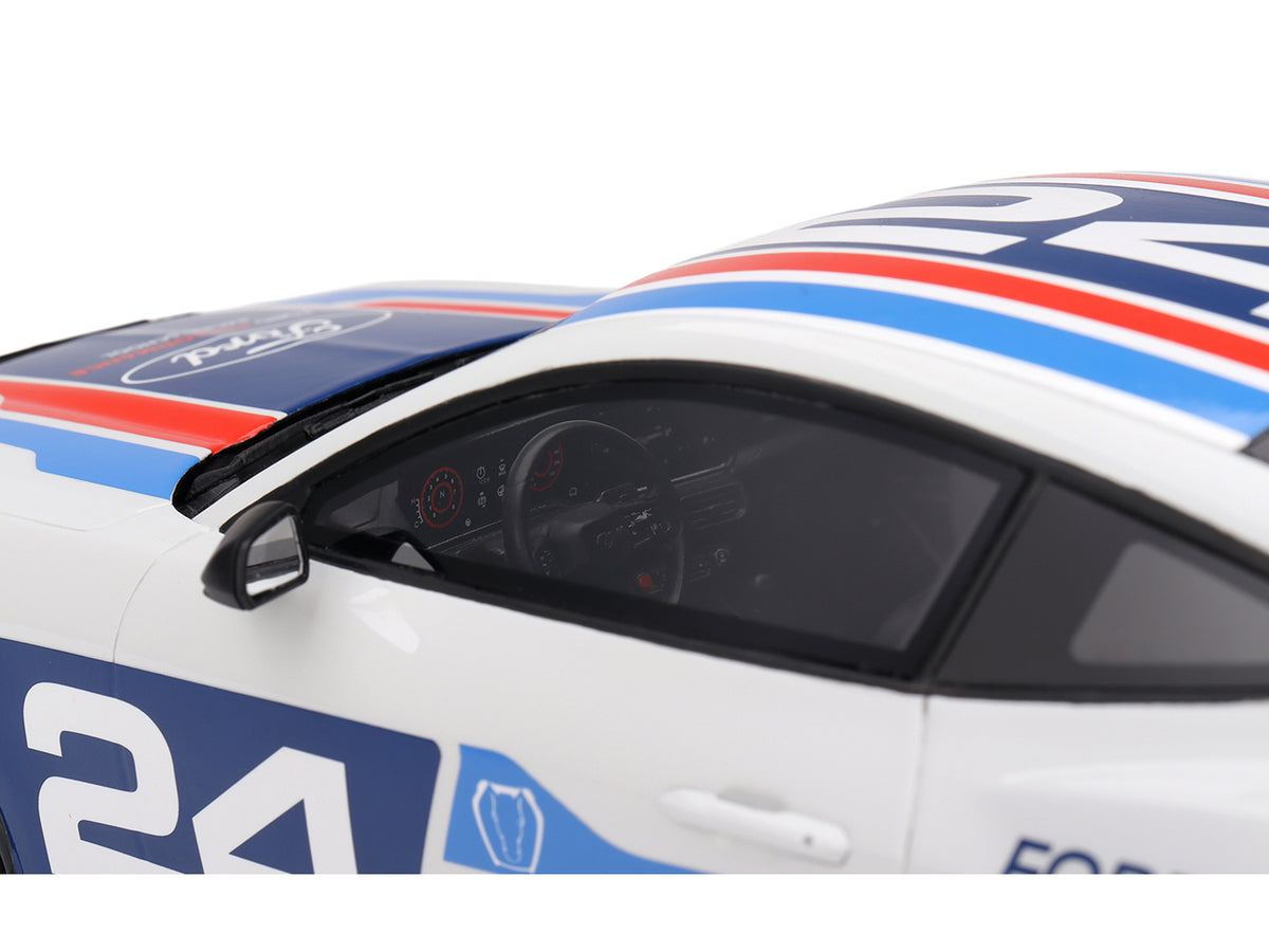 Ford Mustang Dark Horse #24 'Ford Performance Racing School' White with Graphics 1/18 Model Car by Top Speed