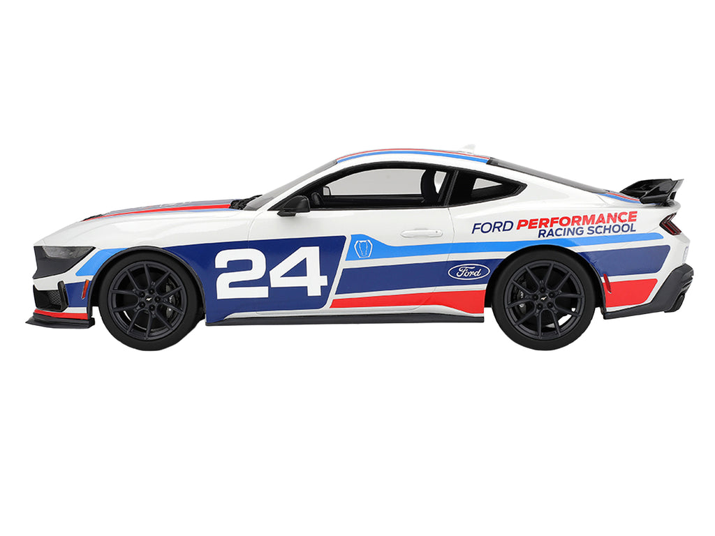 Ford Mustang Dark Horse #24 'Ford Performance Racing School' White with Graphics 1/18 Model Car by Top Speed