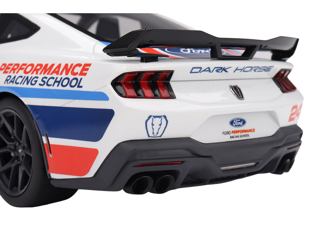 Ford Mustang Dark Horse #24 'Ford Performance Racing School' White with Graphics 1/18 Model Car by Top Speed