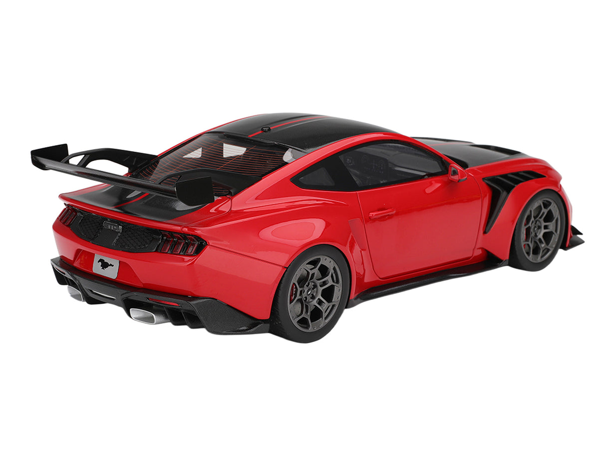 Ford Mustang GTD Race Red and Carbon Fiber with Red Stripe 1/18 Model Car by Top Speed
