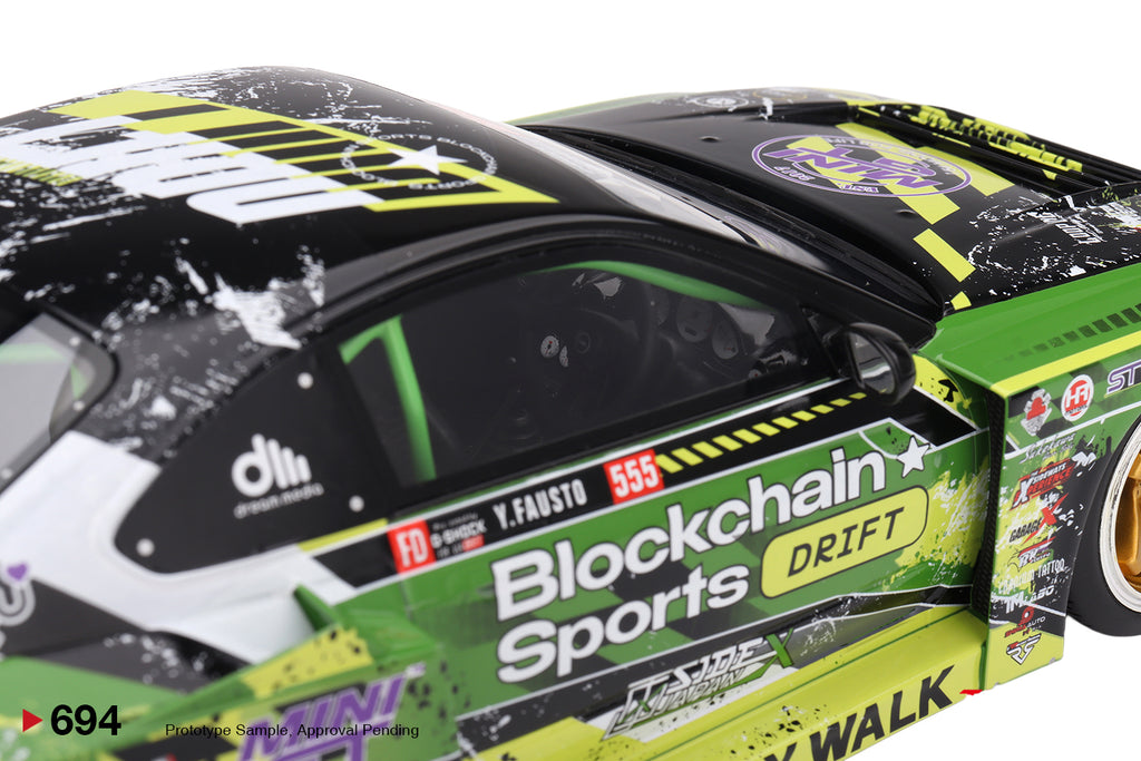 Nissan LB-Super Silhouette S15 SILVIA RHD (Right Hand Drive) #555 V2 Yukio Fausto 'Formula Drift Japan' (2024) 1/18 Model Car by Top Speed