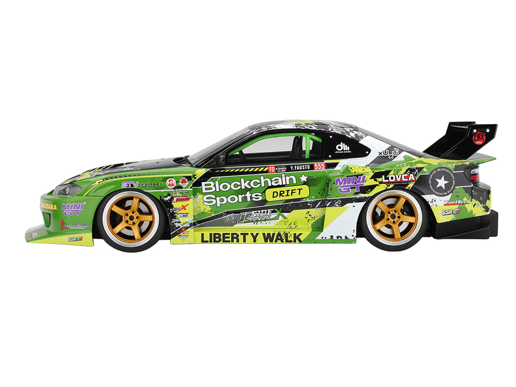 Nissan LB-Super Silhouette S15 SILVIA RHD (Right Hand Drive) #555 V2 Yukio Fausto 'Formula Drift Japan' (2024) 1/18 Model Car by Top Speed
