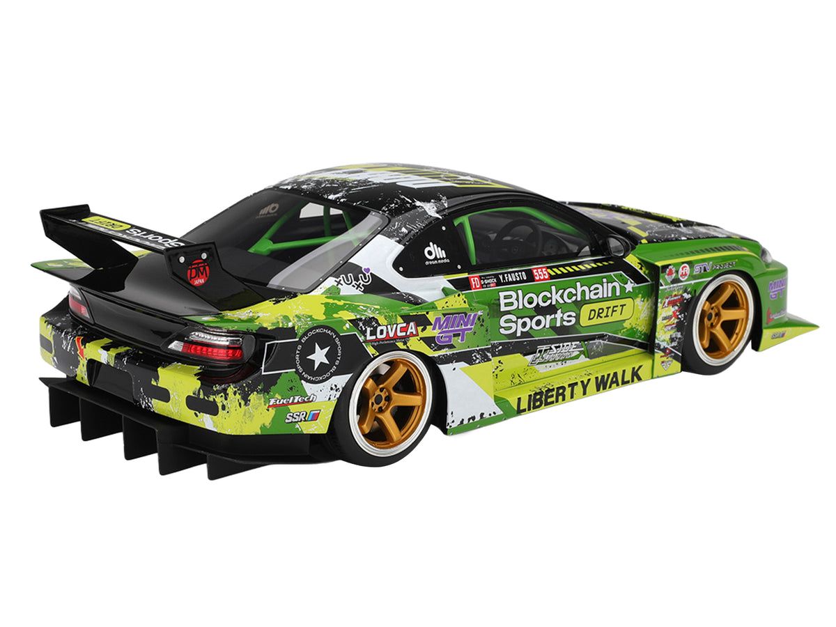 Nissan LB-Super Silhouette S15 SILVIA RHD (Right Hand Drive) #555 V2 Yukio Fausto 'Formula Drift Japan' (2024) 1/18 Model Car by Top Speed