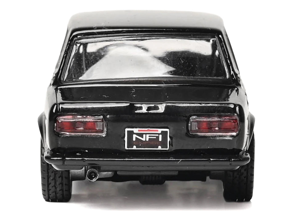 1971 Datsun 510 Black with Silver Stripes 1/64 Diecast Model Car by IXO Models