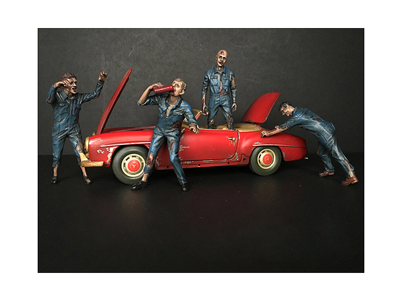Zombie Mechanics 4 Piece Figurine Set 'Got Zombies??' for 1/24 Scale Models by American Diorama