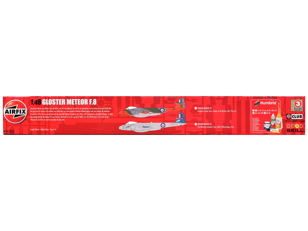 Level 3 Model Kit Gloster Meteor F.8 Aircraft with 2 Scheme Options 1/48 Plastic Model Kit by AirfixA09182A