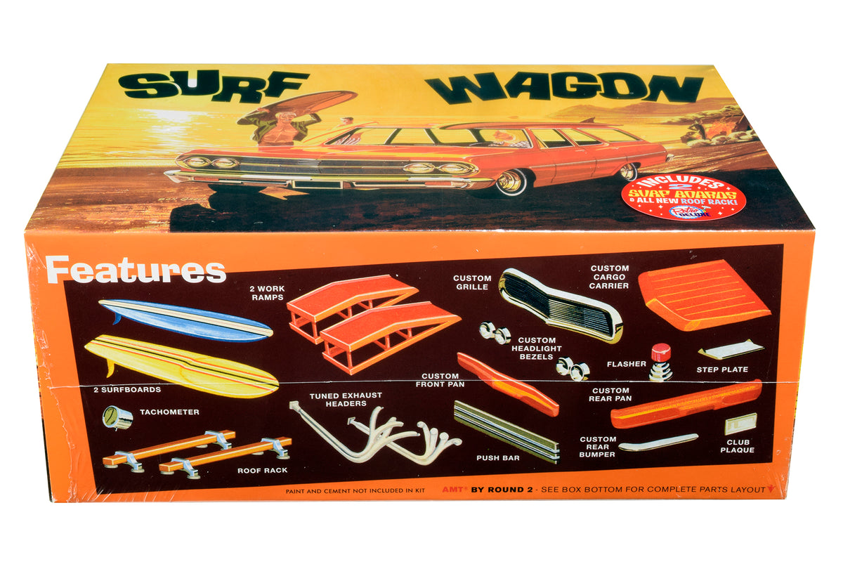 Skill 2 Model Kit 1965 Chevrolet Chevelle 'Surf Wagon' with Two Surf Boards 4 in 1 Kit 1/25 Scale Model by AMT