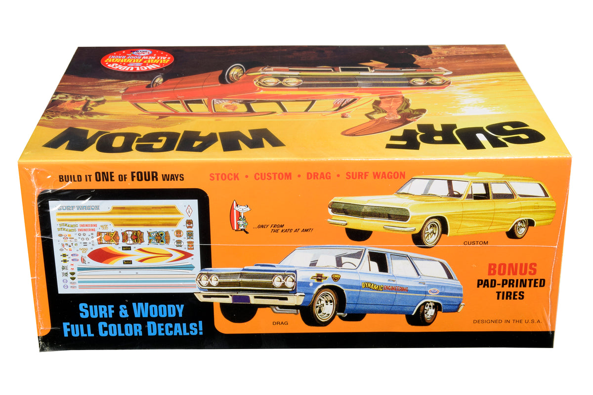 Skill 2 Model Kit 1965 Chevrolet Chevelle 'Surf Wagon' with Two Surf Boards 4 in 1 Kit 1/25 Scale Model by AMT