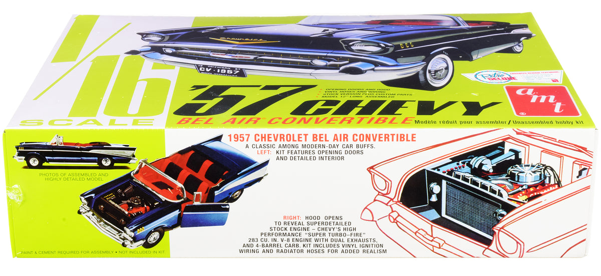 Skill 3 Model Kit 1957 Chevrolet Bel Air Convertible 2-in-1 Kit 1/16 Scale Model by AMT