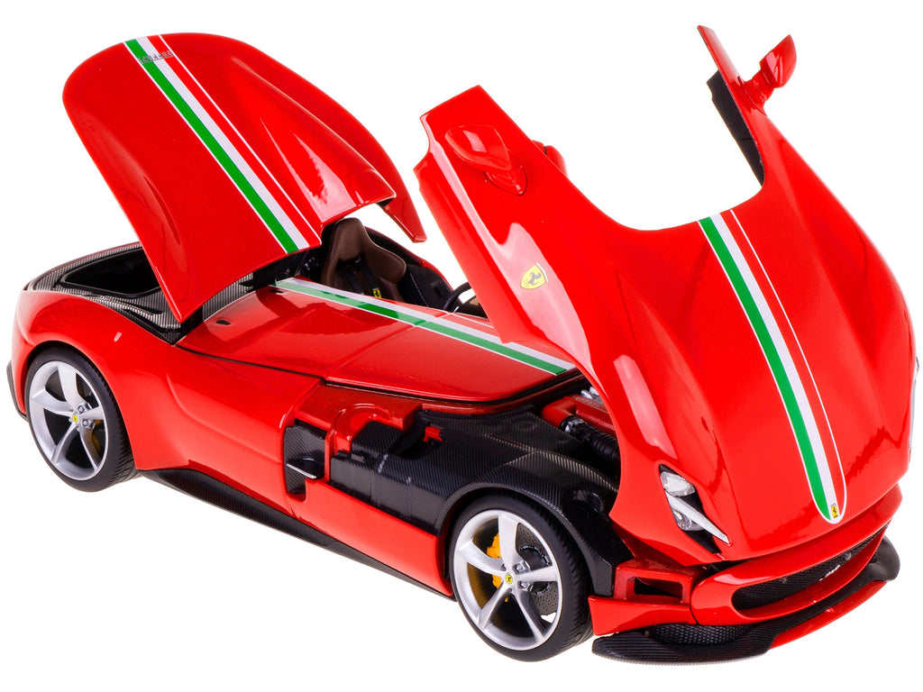 Ferrari Monza SP1 Red with Italian Flag Stripes 'Signature Series' 1/18 Diecast Model Car by Bburago