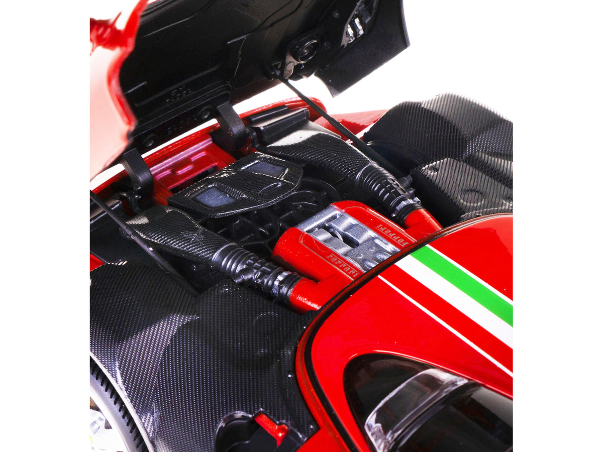Ferrari Monza SP1 Red with Italian Flag Stripes 'Signature Series' 1/18 Diecast Model Car by Bburago