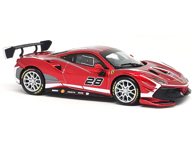 2020 Ferrari 488 Challenge EVO #28 Red with Graphics 'Racing' Series 1/43 Diecast Model Car by Bburago