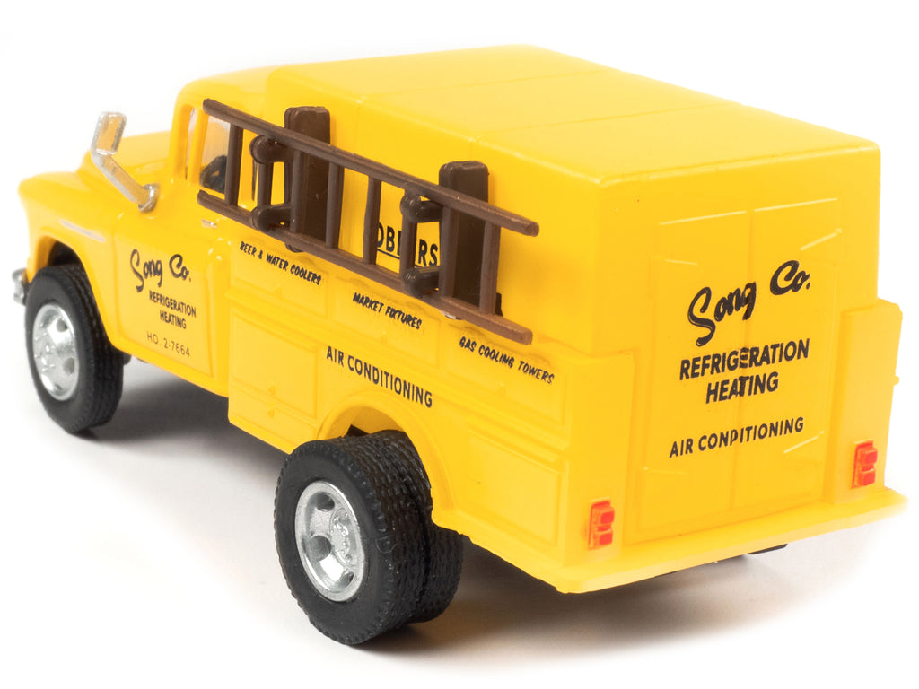 1955 Chevrolet Utility Truck Yellow 'Song Co. Refrigeration and Heating' 1/87 (HO) Scale Model by Classic Metal Works