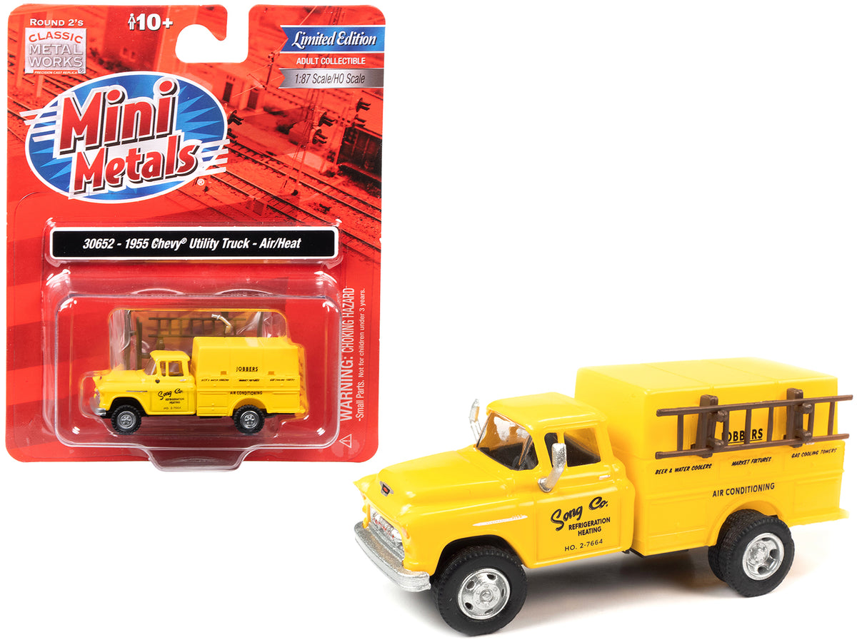 1955 Chevrolet Utility Truck Yellow 'Song Co. Refrigeration and Heating' 1/87 (HO) Scale Model by Classic Metal Works
