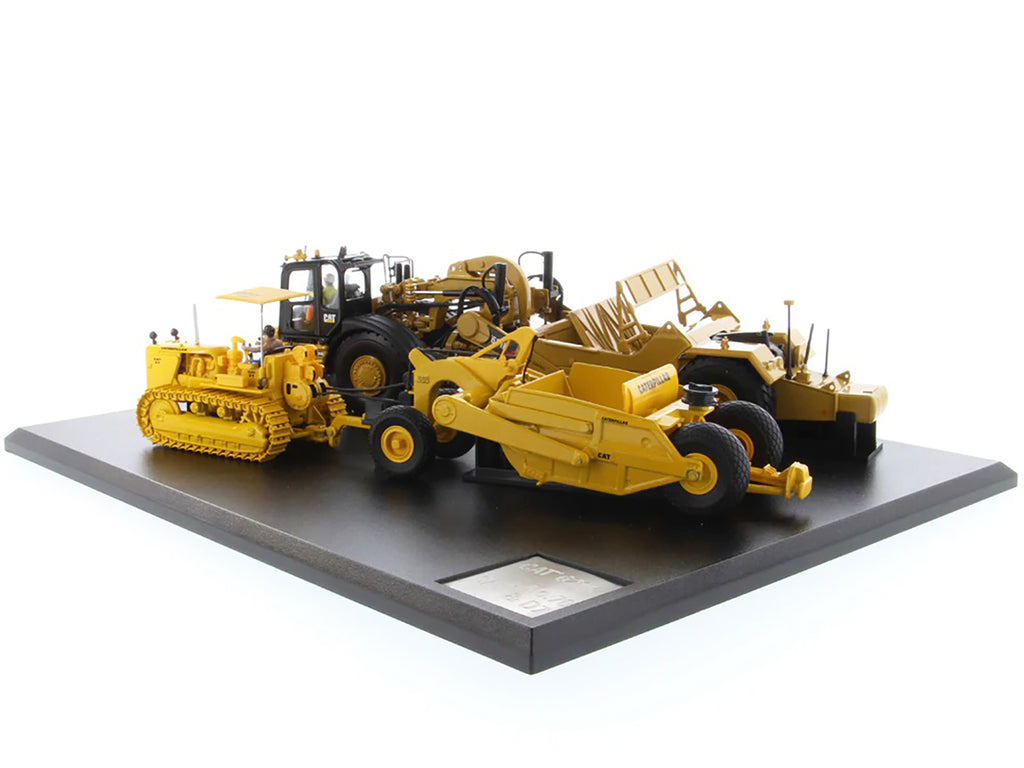 CAT Caterpillar 621K Tractor Scraper and CAT Caterpillar D7 Track-Type Tractor with No. 70 Scraper Set 'Evolution Series' 1/50 Diecast Models by Diecast Masters