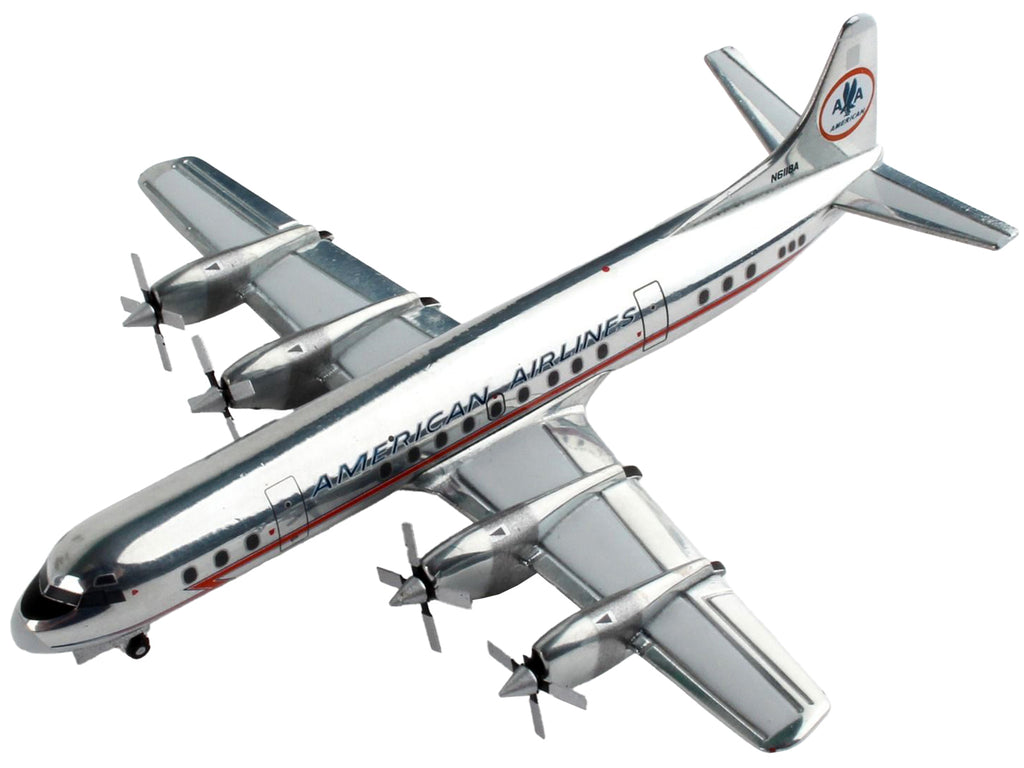 Lockheed L-188 Electra Commercial Aircraft 'American Airlines' Silver with Red Stripes 1/400 Diecast Model Airplane by GeminiJets