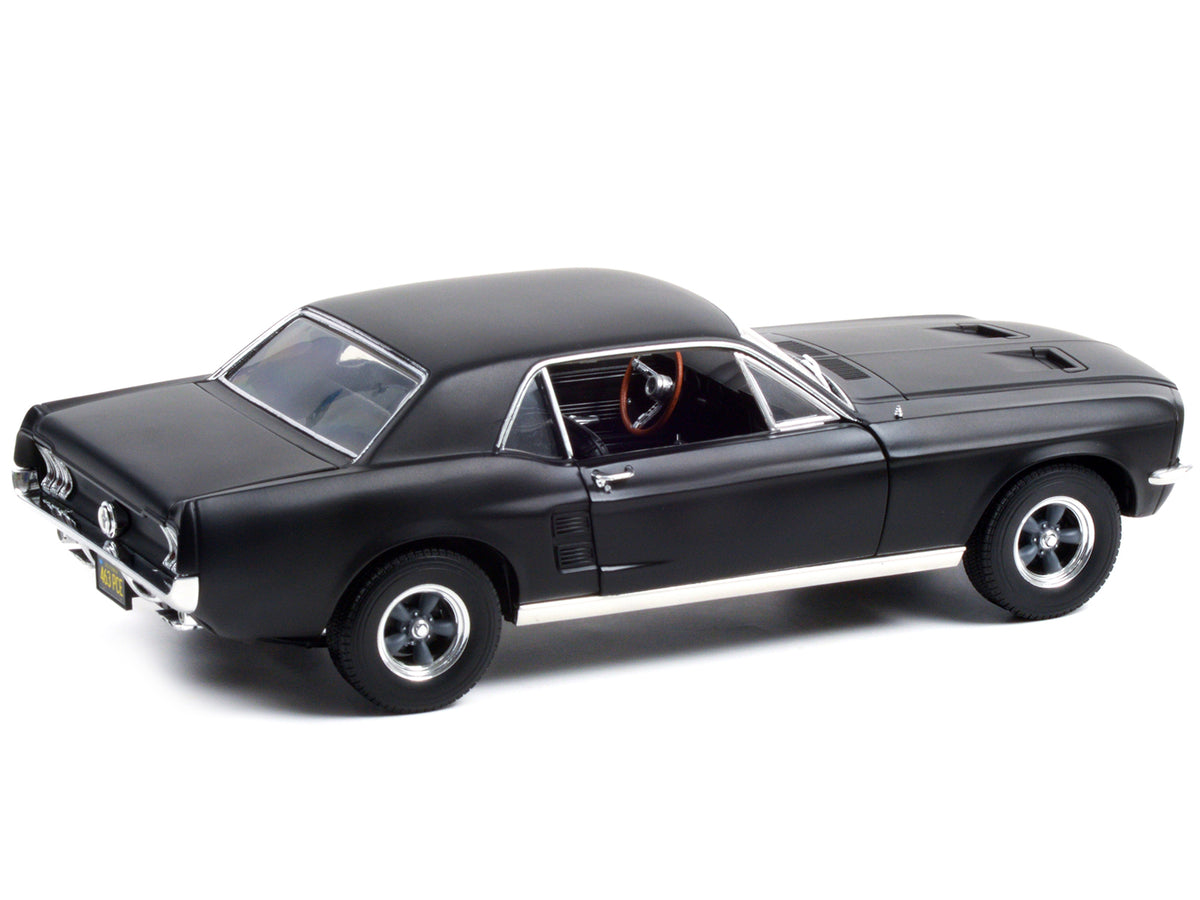1967 Ford Mustang Coupe Matt Black (Adonis Creed's) 'Creed' (2015) Movie 1/18 Diecast Model Car by Greenlight