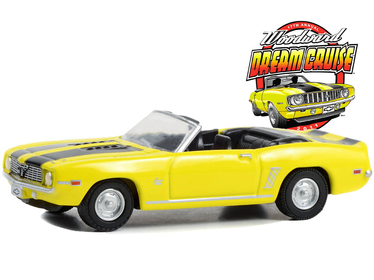 1969 Chevrolet Camaro SS Convertible Yellow with Black Stripes '17th Annual Woodward Dream Cruise Featured Heritage Vehicle' (2011) 'Woodward Dream Cruise' Series 1 1/64 Diecast Model Car by Greenlight