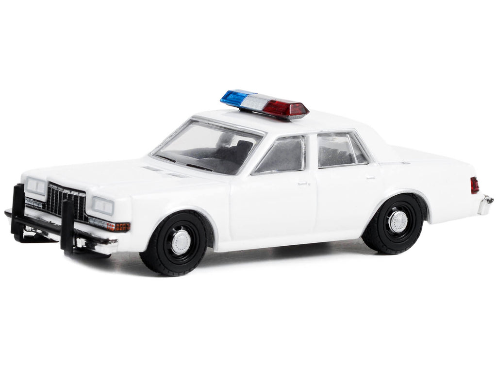 1980-1989 Dodge Diplomat Police Unmarked White with Light Bar 'Hot Pursuit' 'Hobby Exclusive' Series 1/64 Diecast Model Car by Greenlight