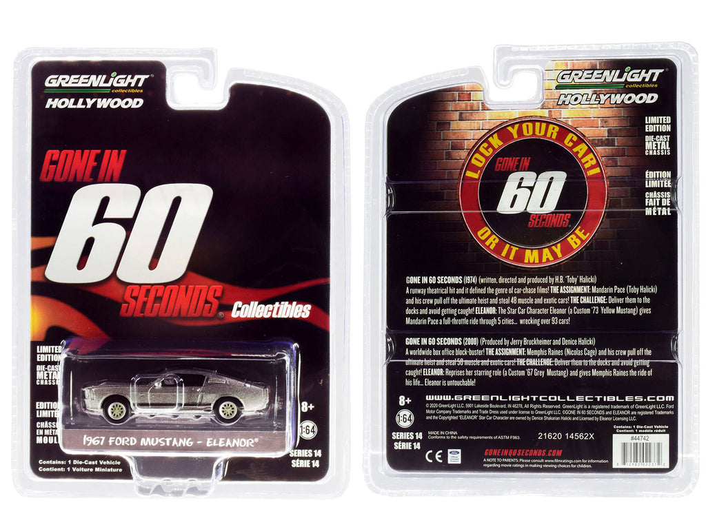 1967 Ford Mustang Custom 'Eleanor' 'Gone in 60 Sixty Seconds' (2000) Movie 1/64 Diecast Car Model by Greenlight