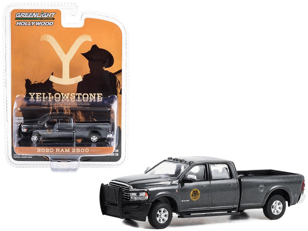 2020 Ram 2500 Pickup Truck Dark Gray Metallic 'Montana Livestock Association' 'Yellowstone' (2018-Current) TV Series 'Hollywood Series' Release 39 1/64 Diecast Model Car by Greenlight