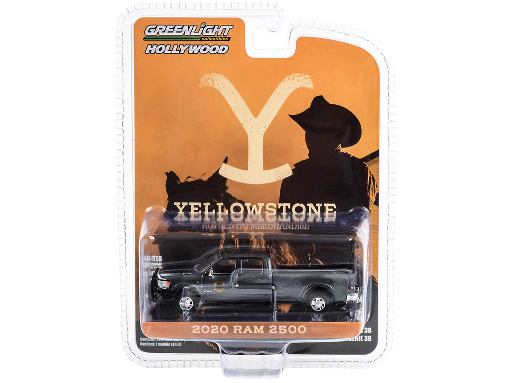 2020 Ram 2500 Pickup Truck Dark Gray Metallic 'Montana Livestock Association' 'Yellowstone' (2018-Current) TV Series 'Hollywood Series' Release 39 1/64 Diecast Model Car by Greenlight