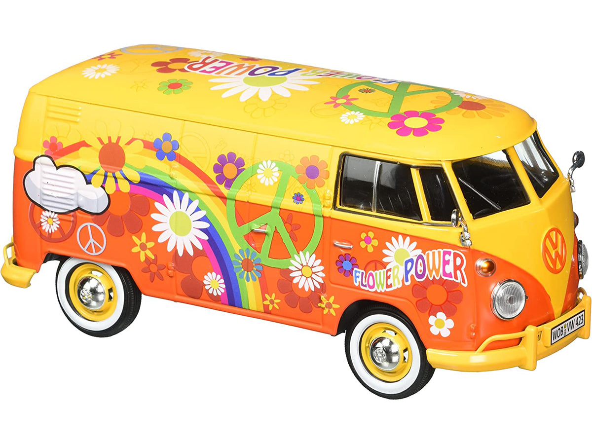 Volkswagen Type 2 (T1) Delivery Van Flower Power 1/24 Diecast Car Model by Motormax
