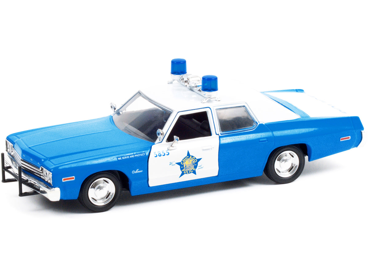 1974 Dodge Monaco Blue and White CPD 'Chicago Police Department' (Illinois) 'Hot Pursuit' Series 1/24 Diecast Model Car by Greenlight